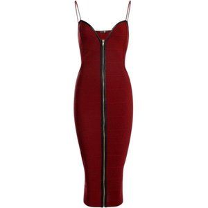 Boohoo Contouring Bandage Zip Midi Bodycon Dress